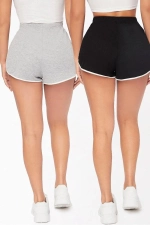 Women's 2-Pack Gray and Black Mini Sports Shorts with White Piping Photograph-4