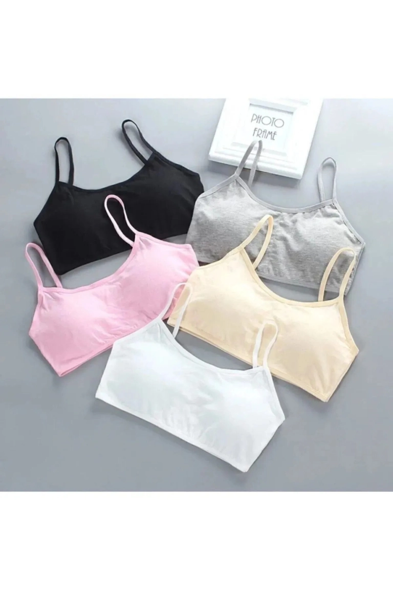 Women's 5-Pack Multicolor Strappy Padded Sports Bra Half Cami