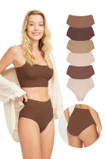 Women's Basic High Waisted Seamless Laser Cut Bikini Panties 6-Pack Photograph-1
