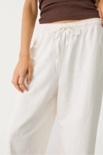 Dames Wijde Broek Linnenmix Ecru Foto-3