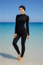 Women's Slim-Fit Athletic Swimsuit Set with Swimming Cap - Shaping Stretch Pool Swimwear Photograph-3