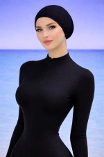 Women's Slim-Fit Athletic Swimsuit Set with Swimming Cap - Shaping Stretch Pool Swimwear Photograph-5