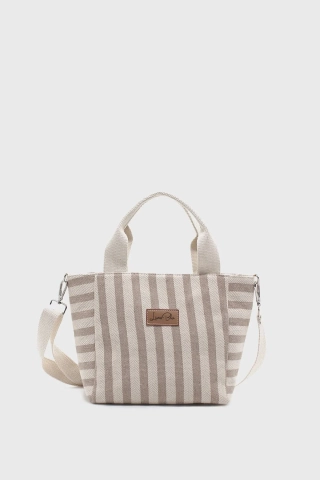 Women's Striped Mini Linen Tote Bag
