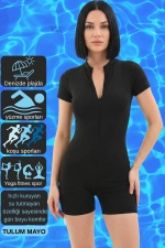 Women's Zippered Sports Jumpsuit Swimsuit - Fast Drying Water Repellent Slimming Lycra Swimwear Photograph-1